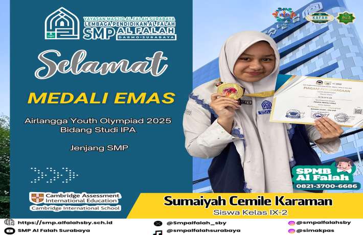 Medali Emas Airlangga Youth Olympiad 2025   Bidang Studi IPA jenjang SMP