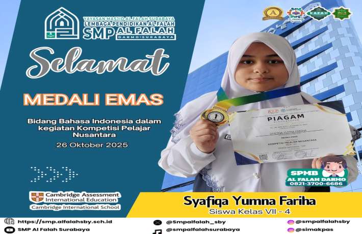 Peraih medali emas dalam olimpiade  Bidang Bahasa Indonesia dalam kegiatan Kompetisi Pelajar Nusanta