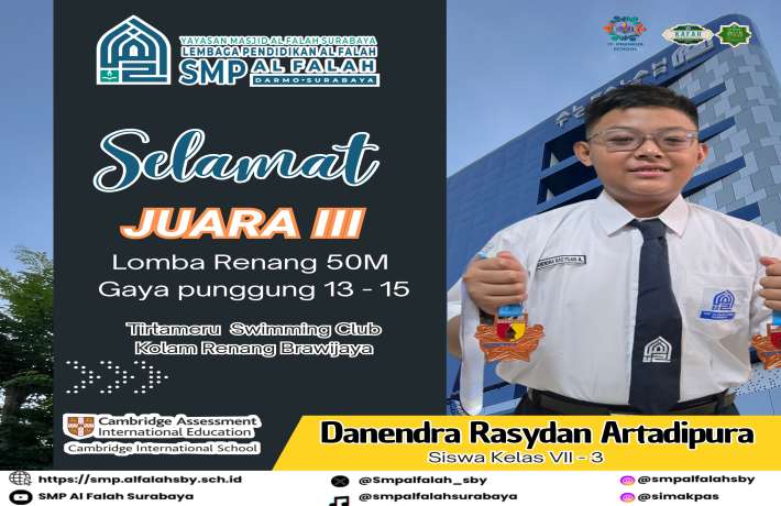 Juara 3  Lomba Renang 50M  Gaya punggung 13 - 15