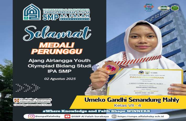 Medali Perunggu ajang Airlangga Youth Olympiad Bidang Studi IPA SMP